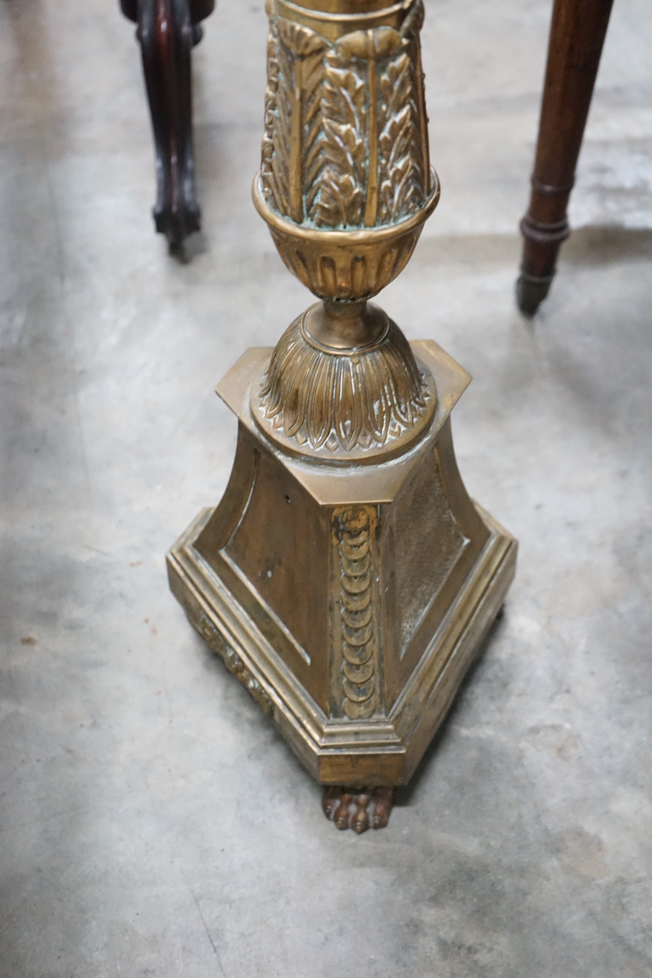 An 18th century style brass standard lamp, height 99cm